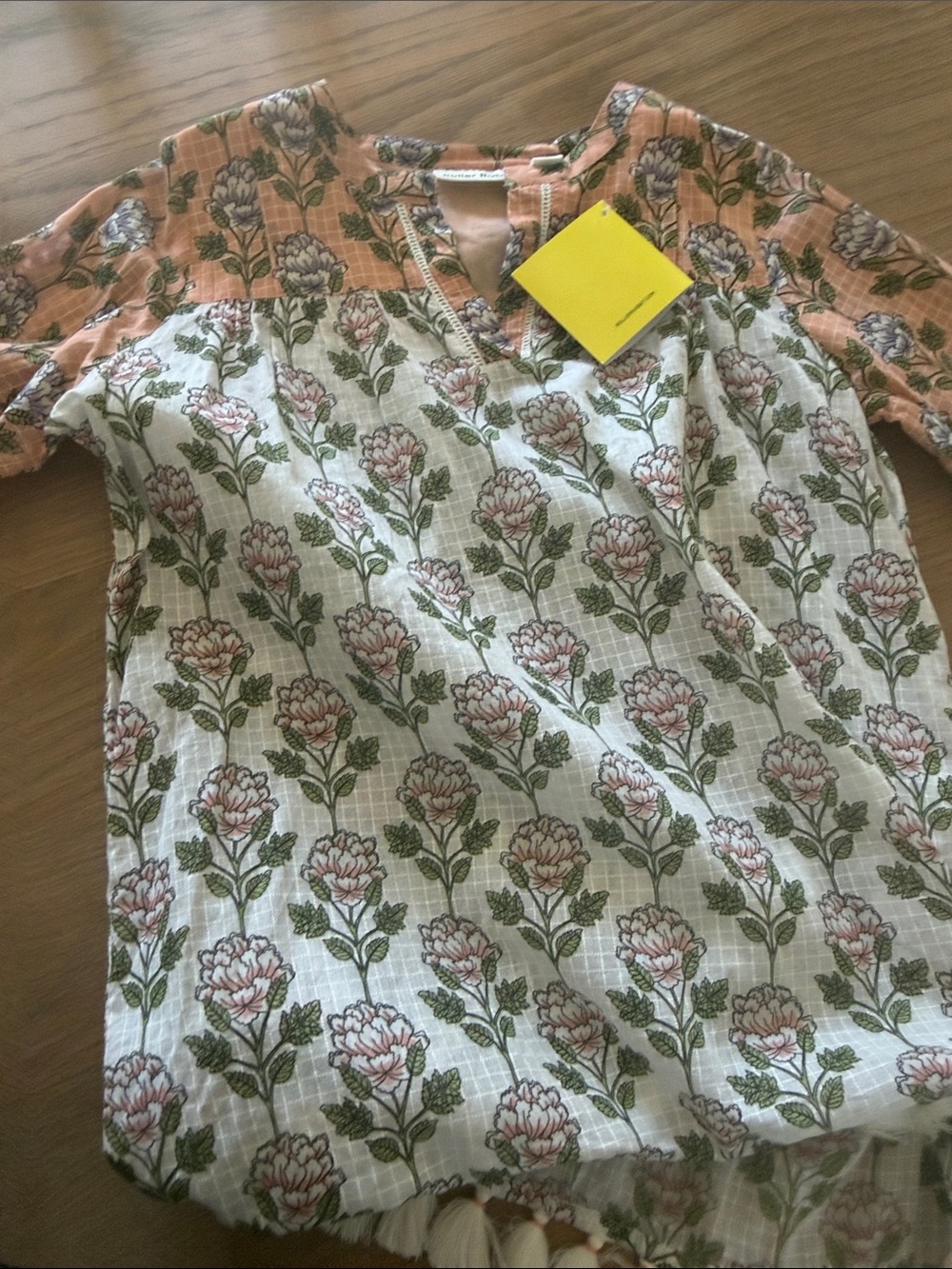 Roller Rabbit Floral Printed Gauze Tunic in Peach and White